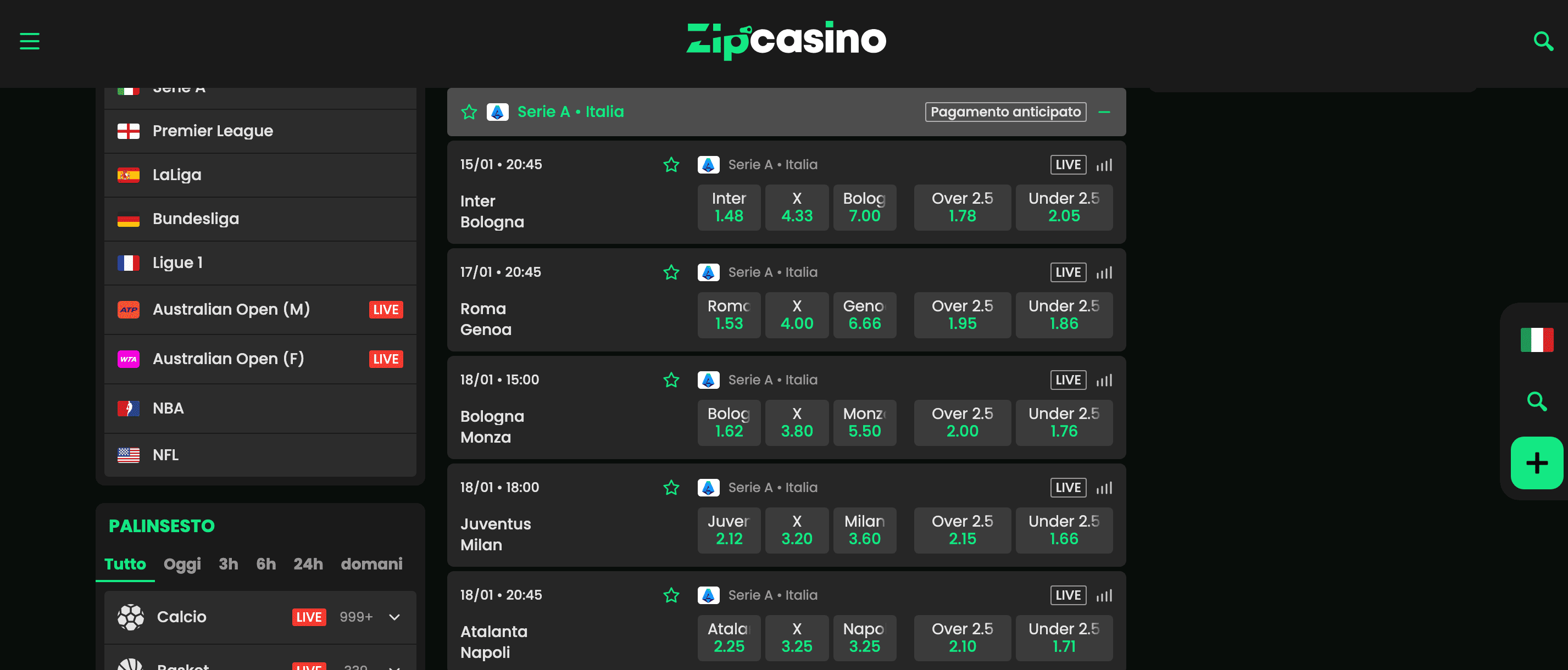 Zipcasino Scommesse